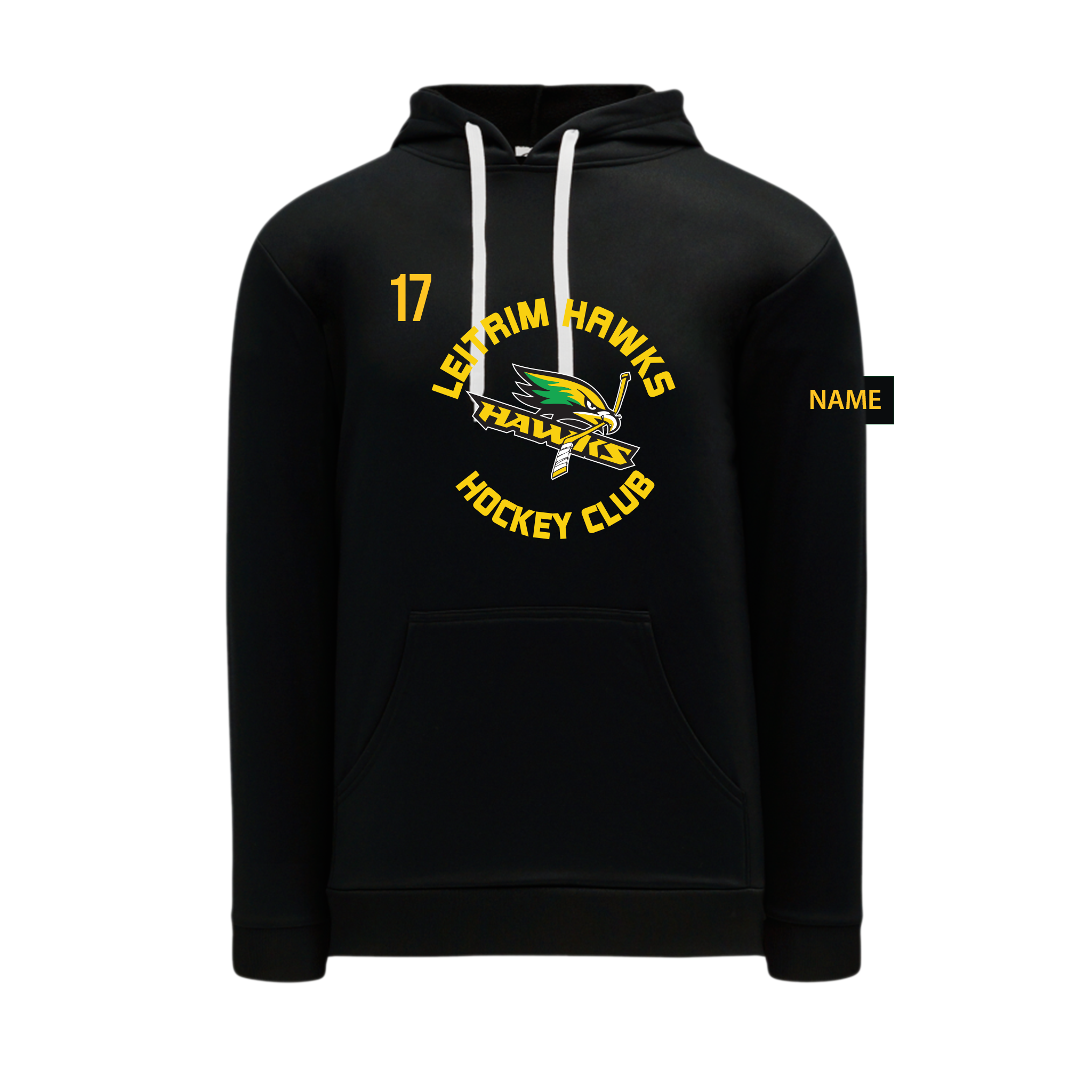 LEITRIM HAWKS - *NEW* Polyfleece Hoodie (Centre Ice) black
