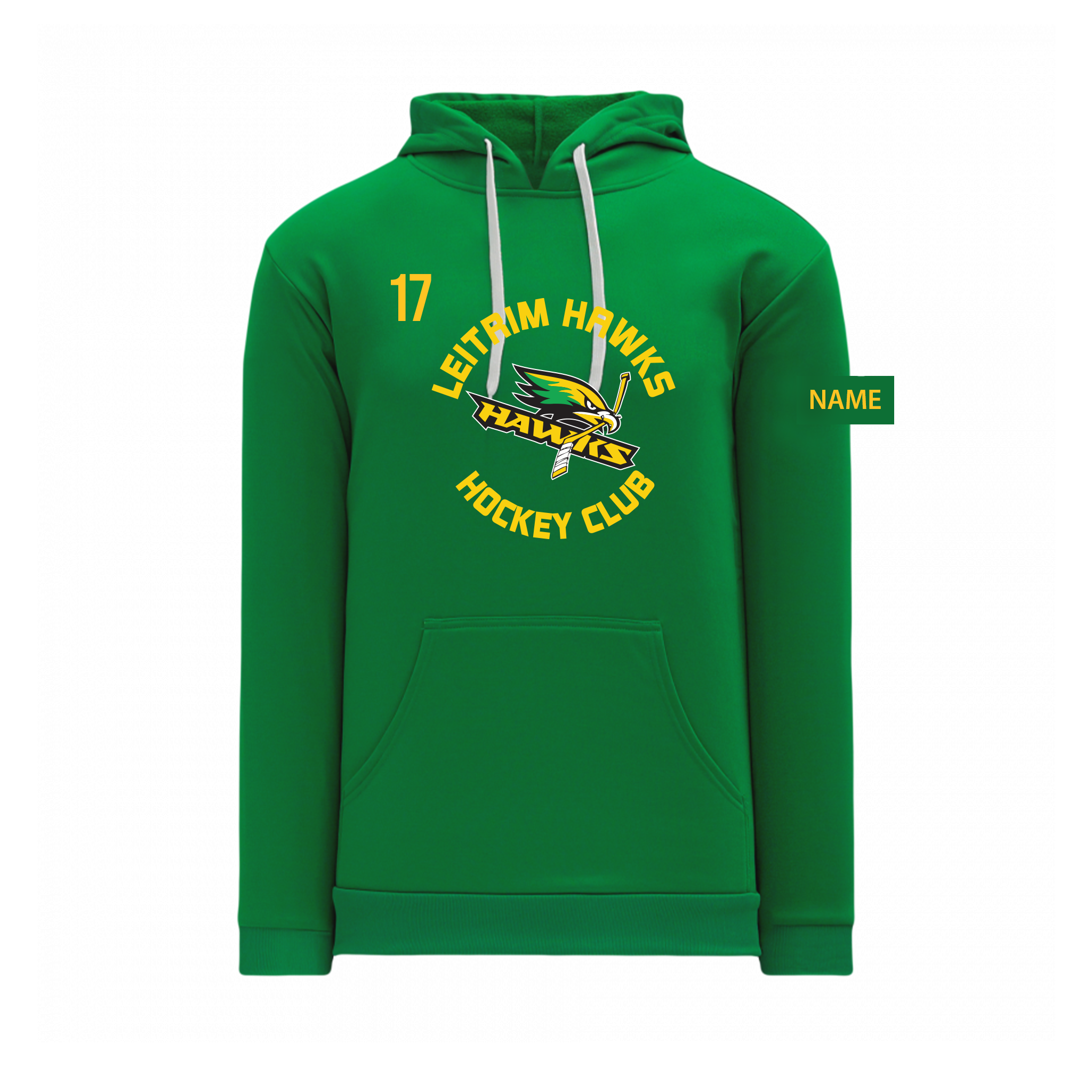 LEITRIM HAWKS - *NEW* Polyfleece Hoodie (Centre Ice) green