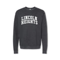 A gray crewneck sweatshirt with 'LINCOLN HEIGHTS' printed in white on the front.