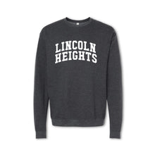 Load image into Gallery viewer, A gray crewneck sweatshirt with &#39;LINCOLN HEIGHTS&#39; printed in white on the front.
