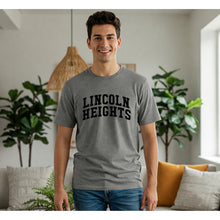 Load image into Gallery viewer, LINCOLN HEIGHTS - T-shirt (Women&#39;s &amp; Men&#39;s) grey with black printing on front
