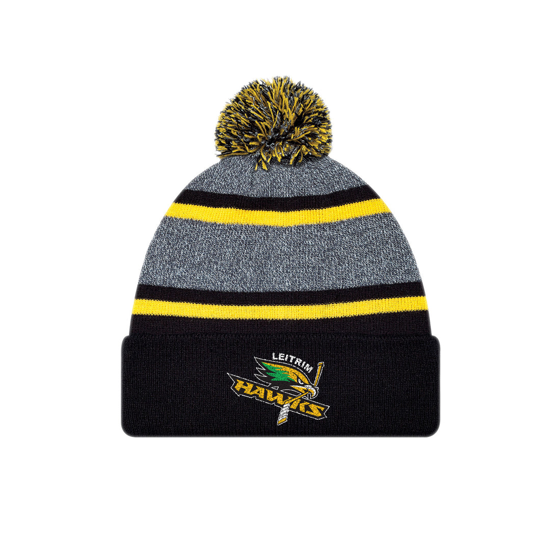 LEITRIM HAWKS - Grey Stripe Pom Pom Toque