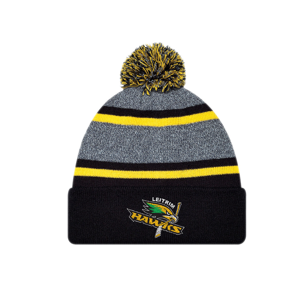 LEITRIM HAWKS - Black/Green Pom Pom Toque