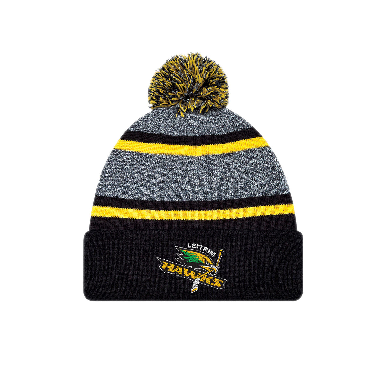 LEITRIM HAWKS - Black/Green Pom Pom Toque