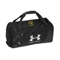 Black duffel bag with Under Armour logo and leitrim hawks hockey club on a white background