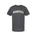 A gray t-shirt with the text 'MECHANICSVILLE' arched across the front in white vinyl.