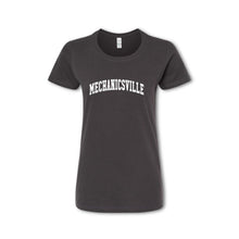Load image into Gallery viewer, A gray t-shirt with the text &#39;MECHANICSVILLE&#39; arched across the front in white vinyl.
