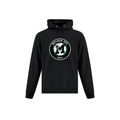 Black hoodie with a logo on a white background