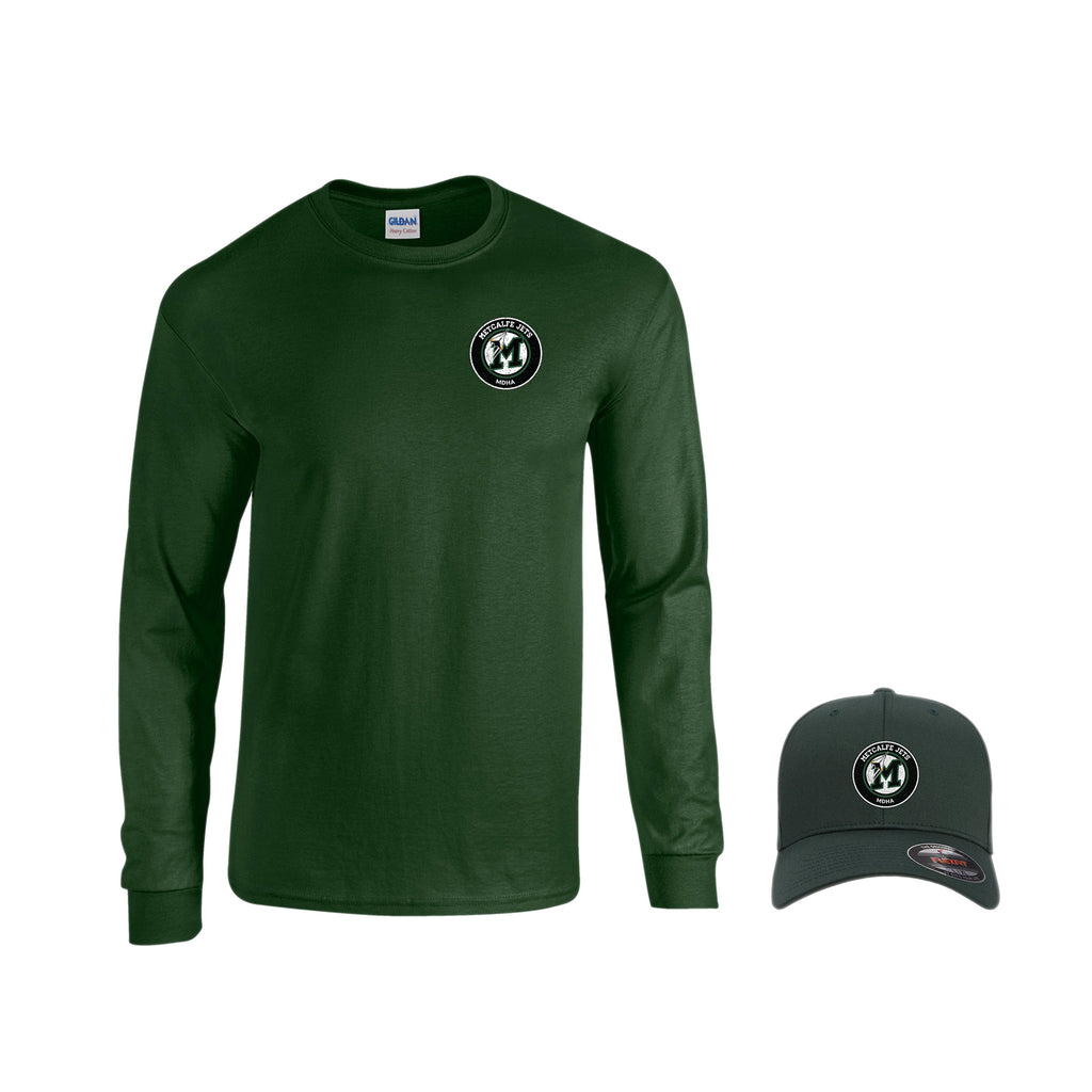 METCALFE JETS - Long Sleeve Cotton T & Green Flex Hat Duo