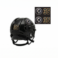 Black helmet with number 35 and metcalfe logo on a white background