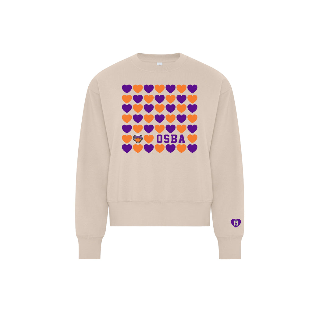 OSBA - Cotton-Face Fleece Ladies’ Crewneck (Hearts)