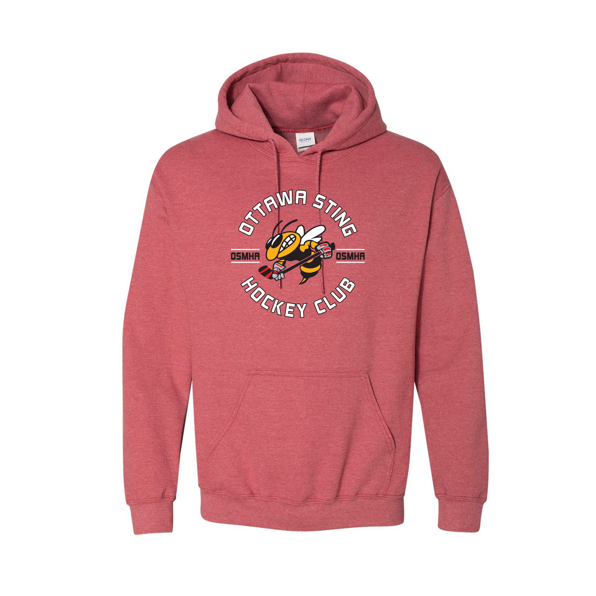 OTTAWA STING - Centre Ice Cotton Hoodie with Pocket - heather red