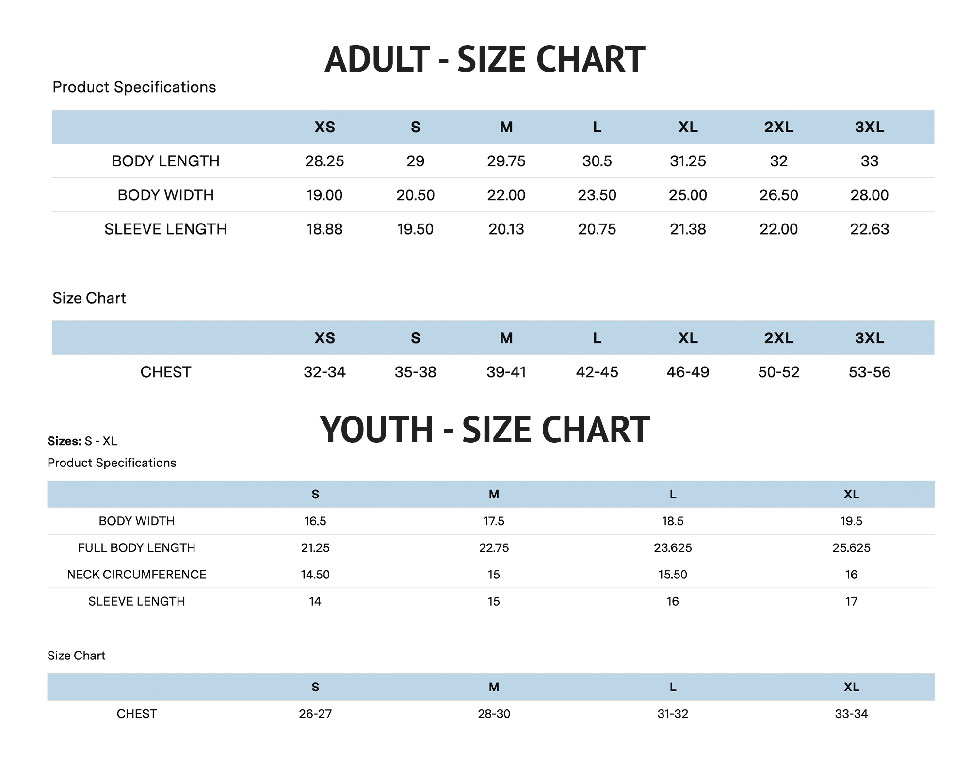 golf shirt sizing chart

