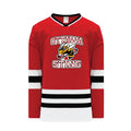Red hockey jersey with the 'OTTAWA STING' logo, a bee design, and striped details on the sleeves and hem.