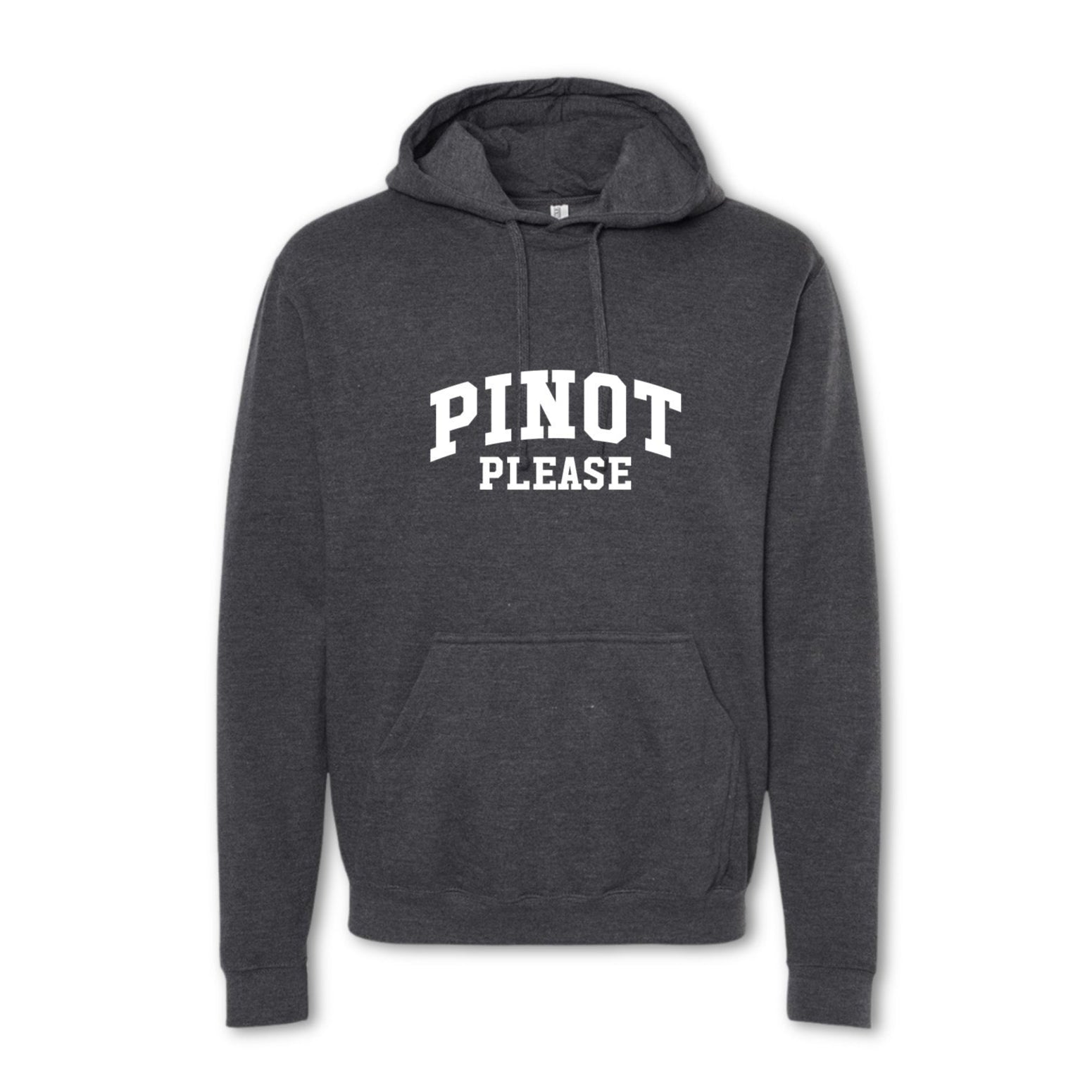PINOT PLEASE Collegiate Sweatshirt - Wine Lover Hoodie - grey
