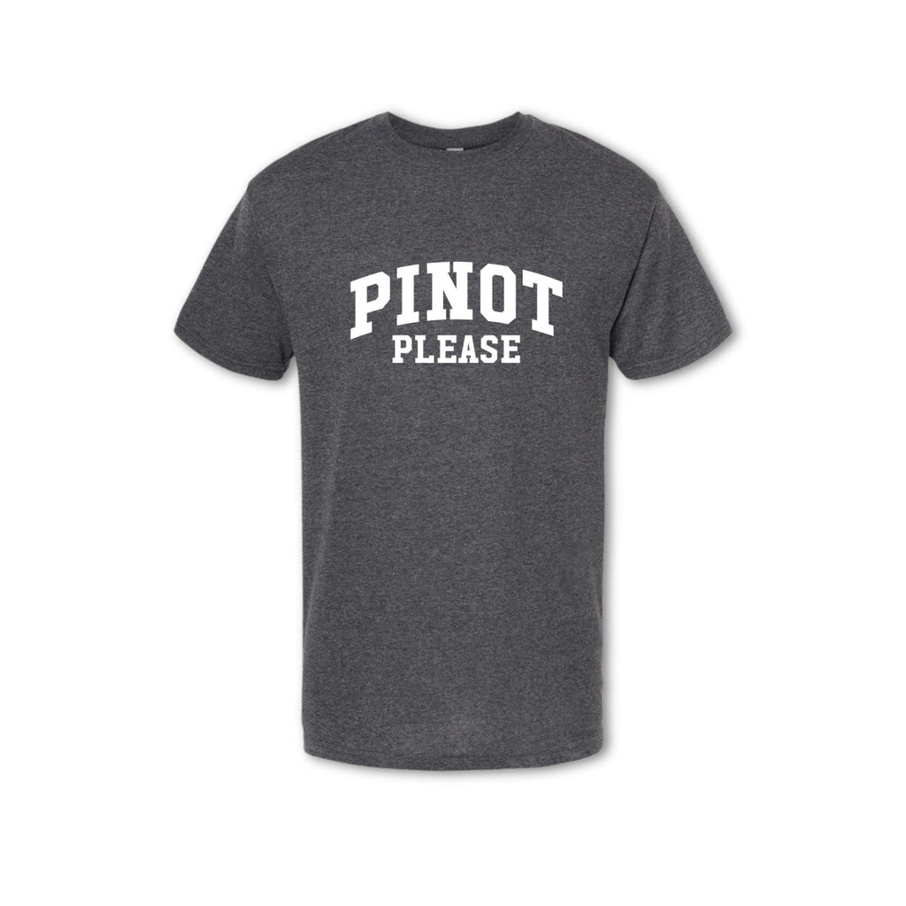 PINOT PLEASE Collegiate Sweatshirt - Wine Lover Tee ( Men's) - grey
