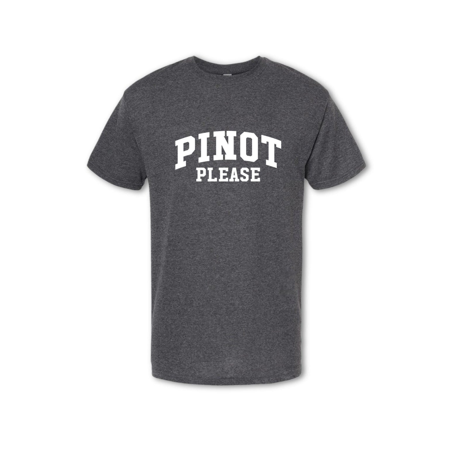 PINOT PLEASE Collegiate Sweatshirt - Wine Lover Tee ( Men's) - grey