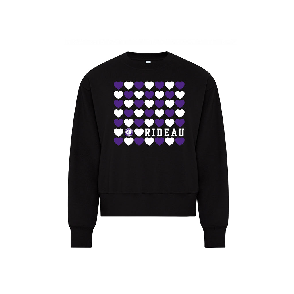 RIDEAU CANOE - Cotton-Face Fleece Ladies’ Crewneck (Hearts)