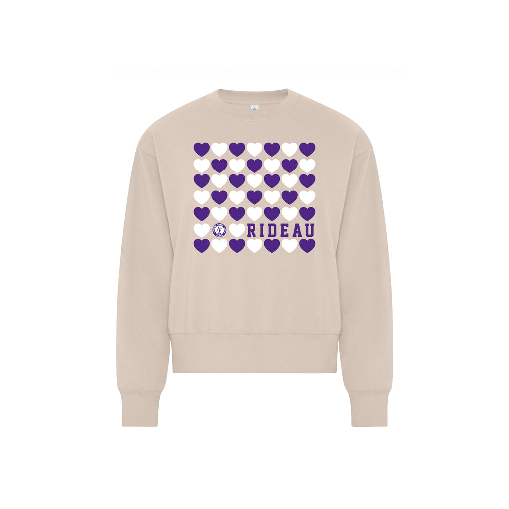 RIDEAU CANOE - Cotton-Face Fleece Ladies’ Crewneck (Hearts)