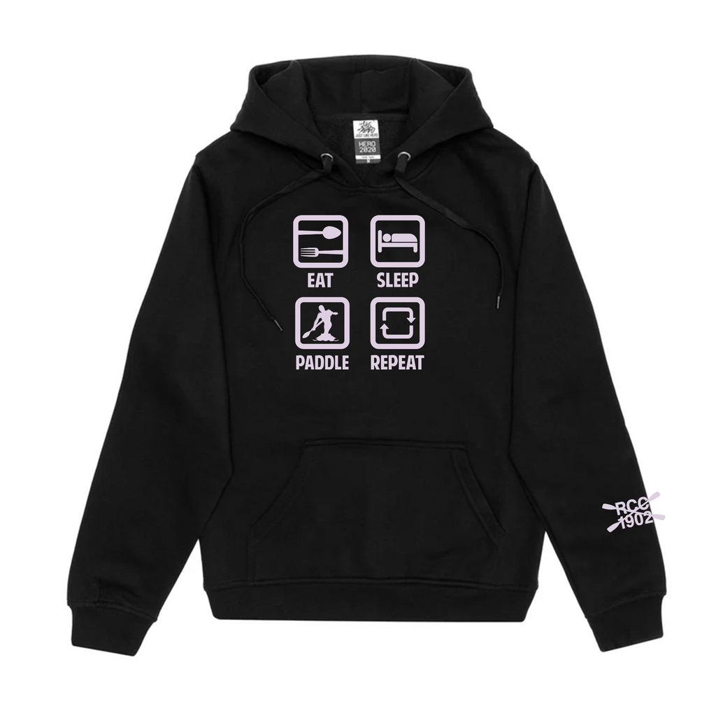 RIDEAU CANOE CLUB - Eat, Sleep, Paddle, Repeat Hooded Icon Sweatshirt - black