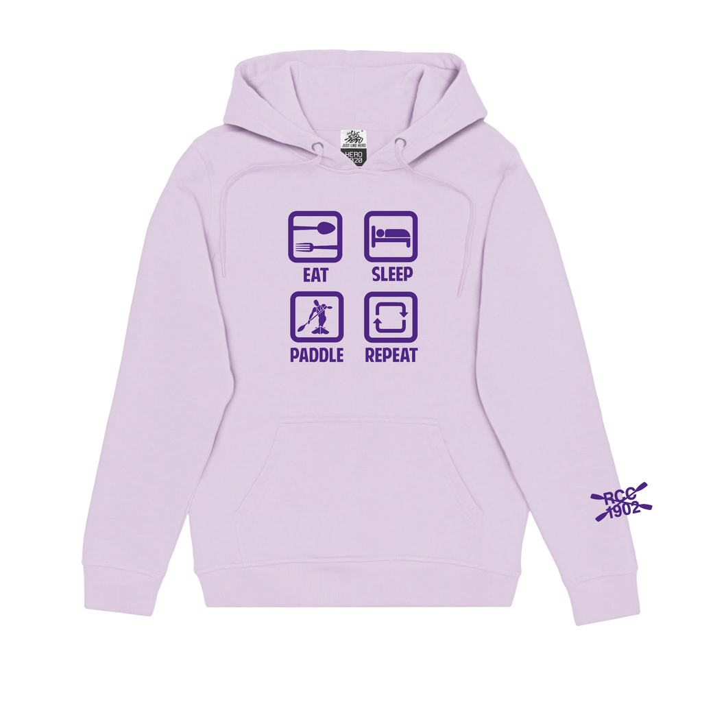 RIDEAU CANOE CLUB - Eat, Sleep, Paddle, Repeat Hooded Icon Sweatshirt - lavender