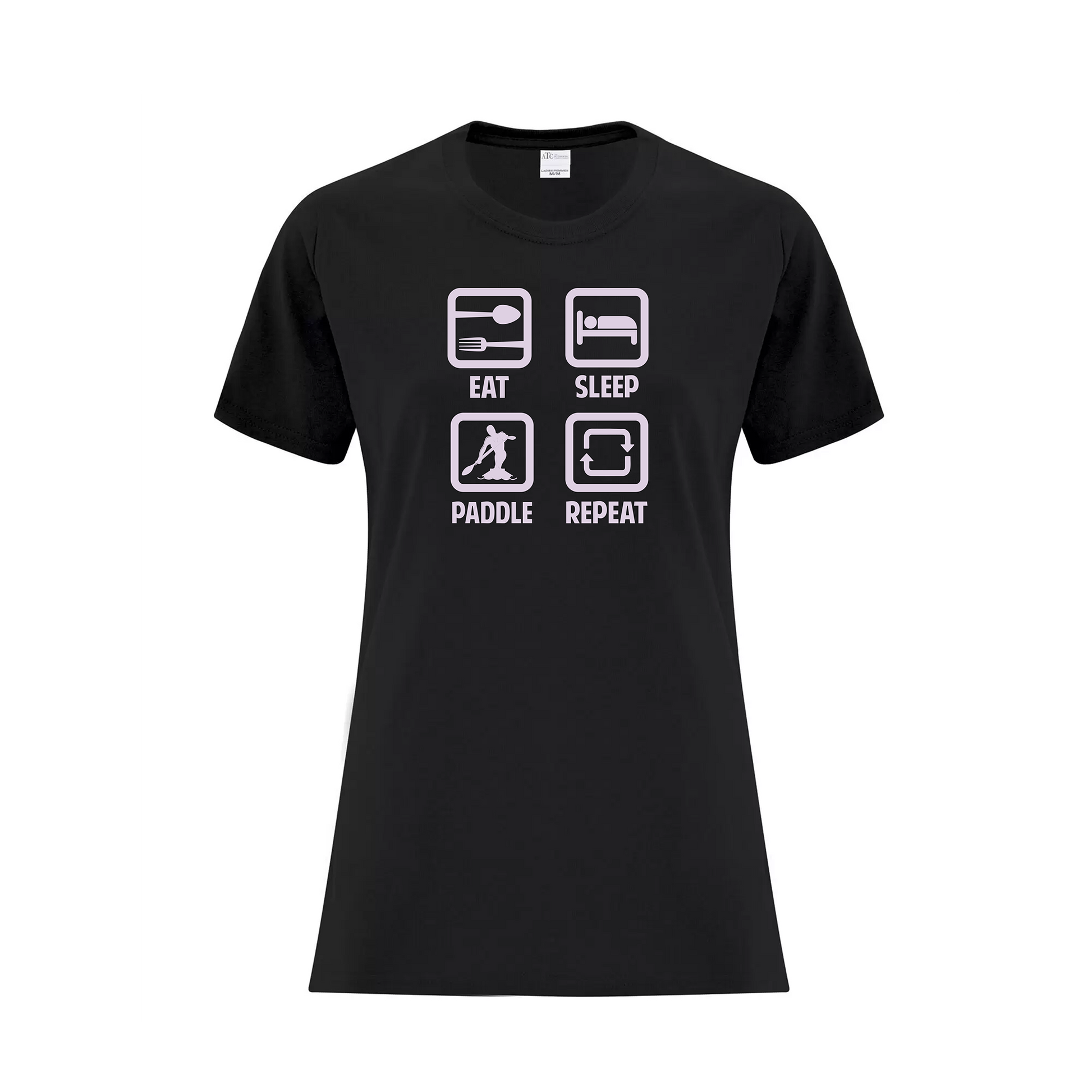 RIDEAU CANOE CLUB - Eat, Sleep, Paddle, Repeat Icon T-Shirt (Ladies) - black