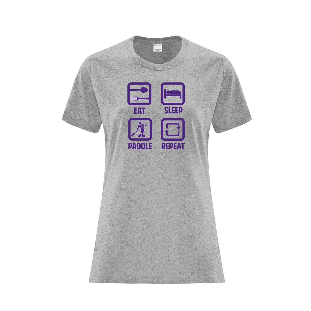 RIDEAU CANOE CLUB - Eat, Sleep, Paddle, Repeat Icon T-Shirt (Ladies) grey