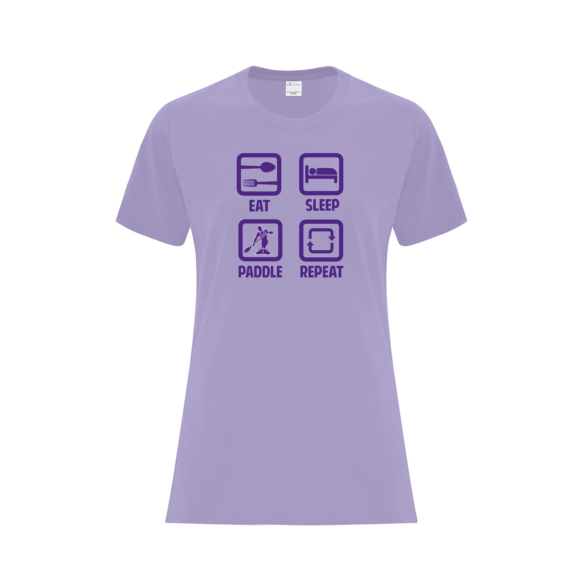 RIDEAU CANOE CLUB - Eat, Sleep, Paddle, Repeat Icon T-Shirt (Ladies) - lavender