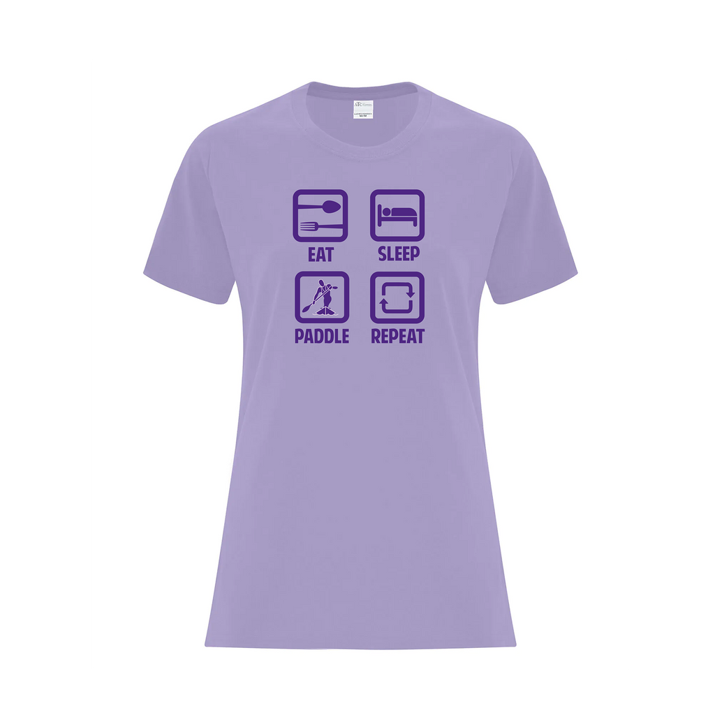 RIDEAU CANOE CLUB - Eat, Sleep, Paddle, Repeat Icon T-Shirt (Ladies) - lavender