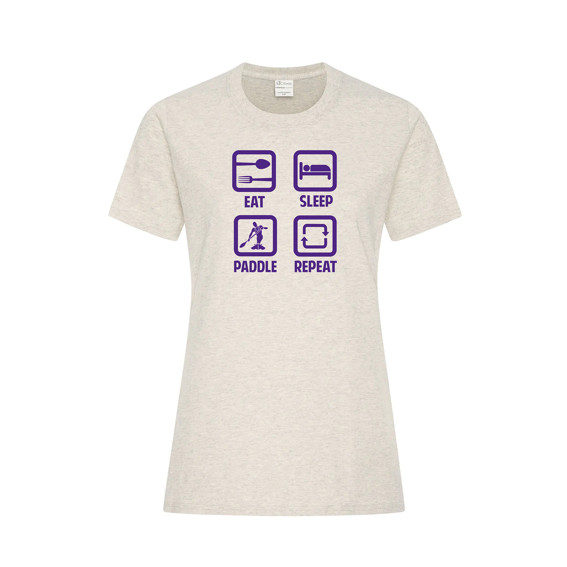 RIDEAU CANOE CLUB - Eat, Sleep, Paddle, Repeat Icon T-Shirt (Ladies) oatmeal heather