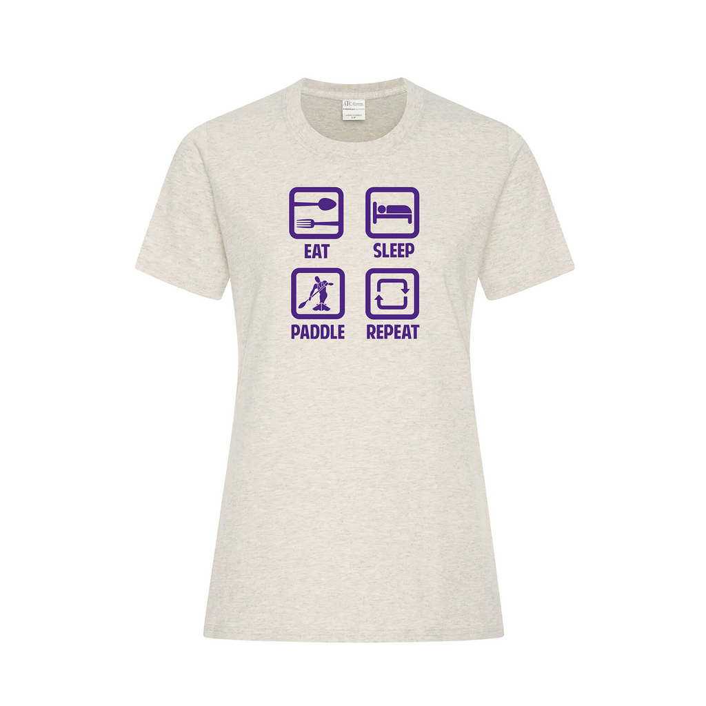RIDEAU CANOE CLUB - Eat, Sleep, Paddle, Repeat Icon T-Shirt (Ladies) oatmeal heather