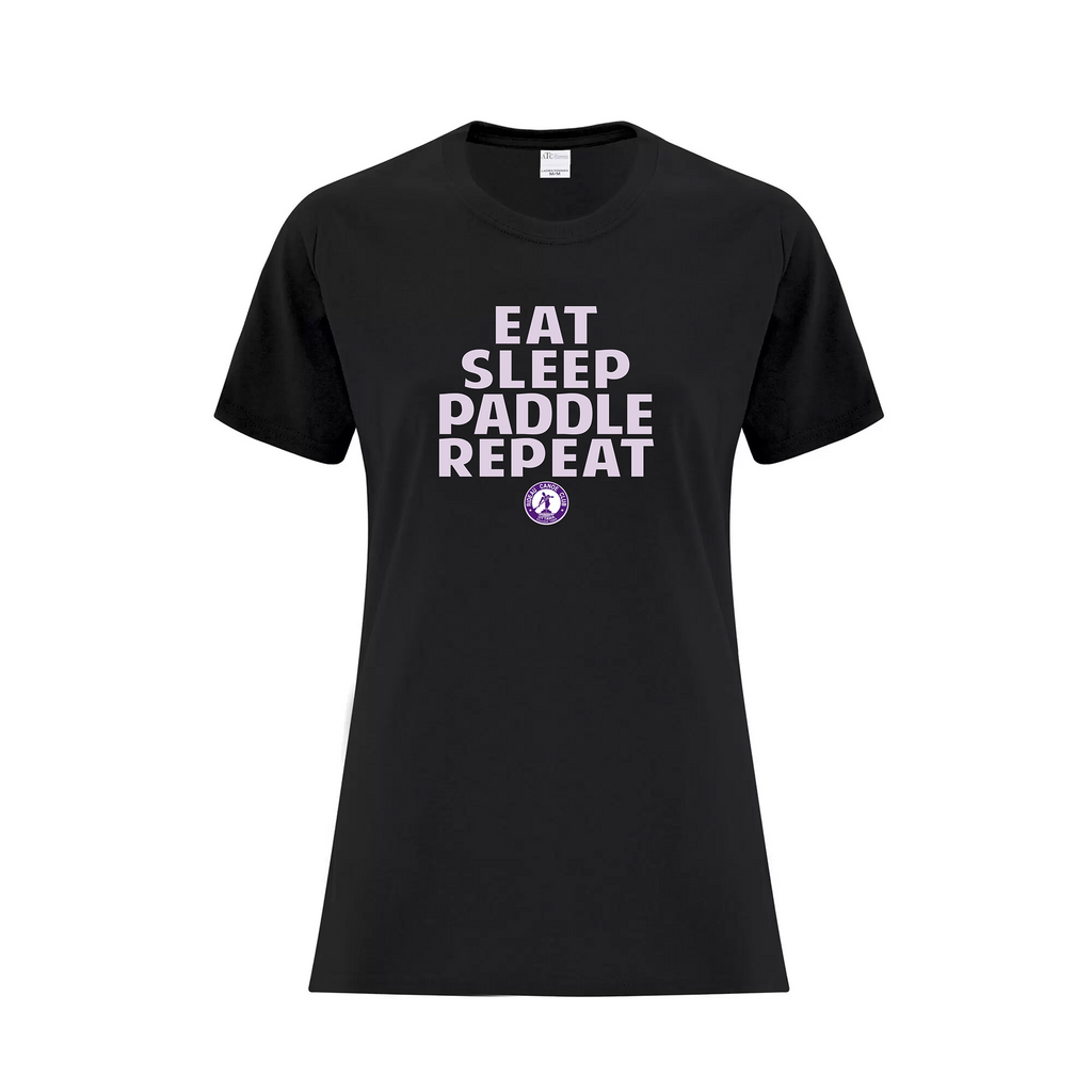 RIDEAU CANOE CLUB - Eat, Sleep, Paddle, Repeat T-Shirt (Ladies) - black