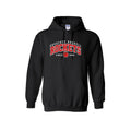 A black pullover hoodie featuring a white and black 'Prescott Russell Rockets Since 1998' graphic on the chest, displayed against a solid white background.