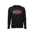A black long-sleeve crewneck t-shirt featuring a white and black 'Prescott Russell Rockets Since 1998' graphic on the chest, displayed against a solid white background.