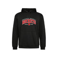 A black pullover hoodie with a front kangaroo pocket and a graphic print on the chest reading 'Prescott Russell Rockets Since 1998' in white and black.