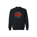 A black crewneck sweatshirt featuring a circular red, white, and black graphic on the chest that reads 'Prescott Russell Rocket Basketball EST. 1989' with a basketball and Rockets logo.