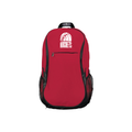 A red and black backpack with a 'ROCKETS' logo on the front, featuring multiple compartments and a brand logo.