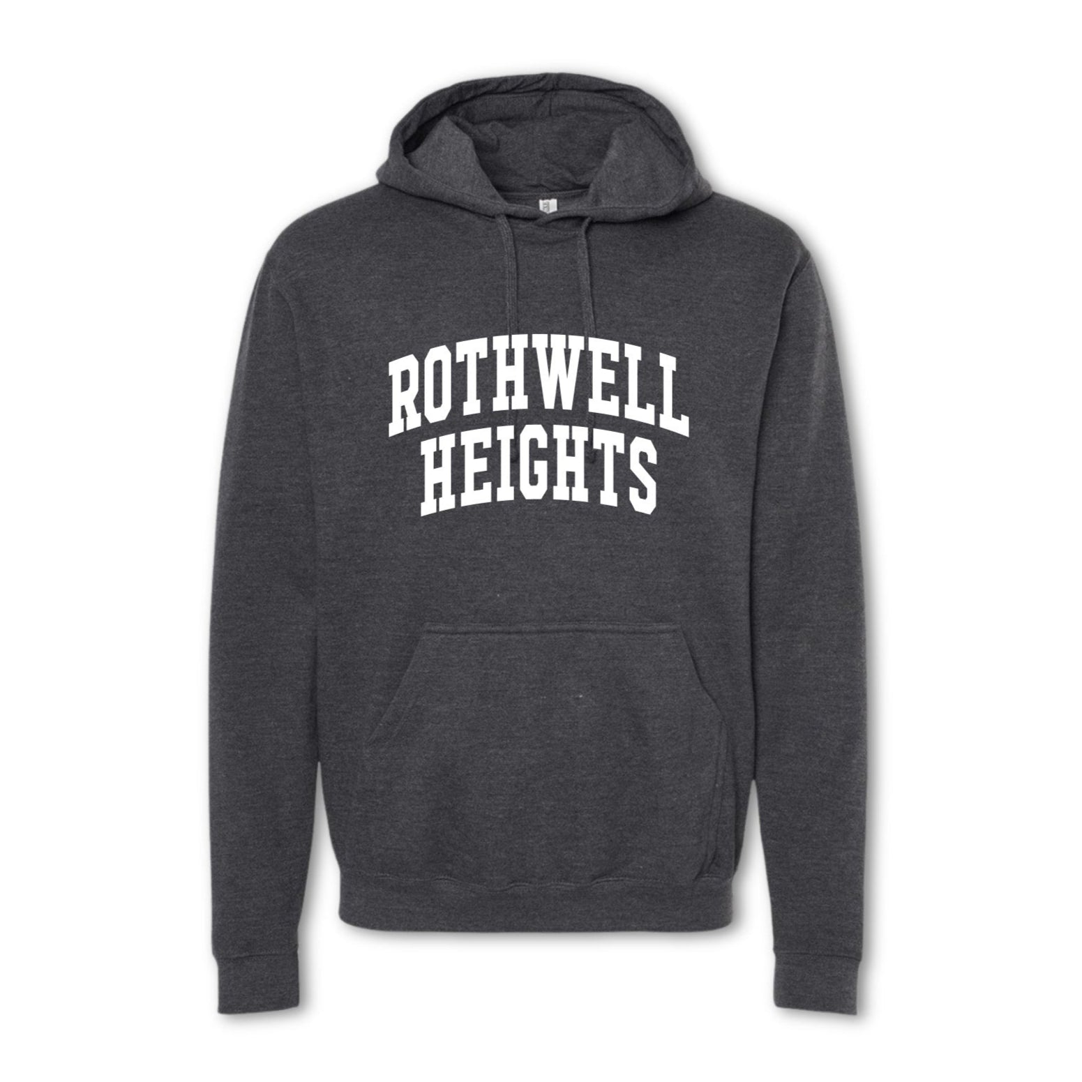 A gray crewneck sweatshirt with 'ROTHWELL HEIGHTS' printed in white on the front.