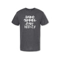 Gray t-shirt with 'Spring Summer Fall Hockey' text on a white background