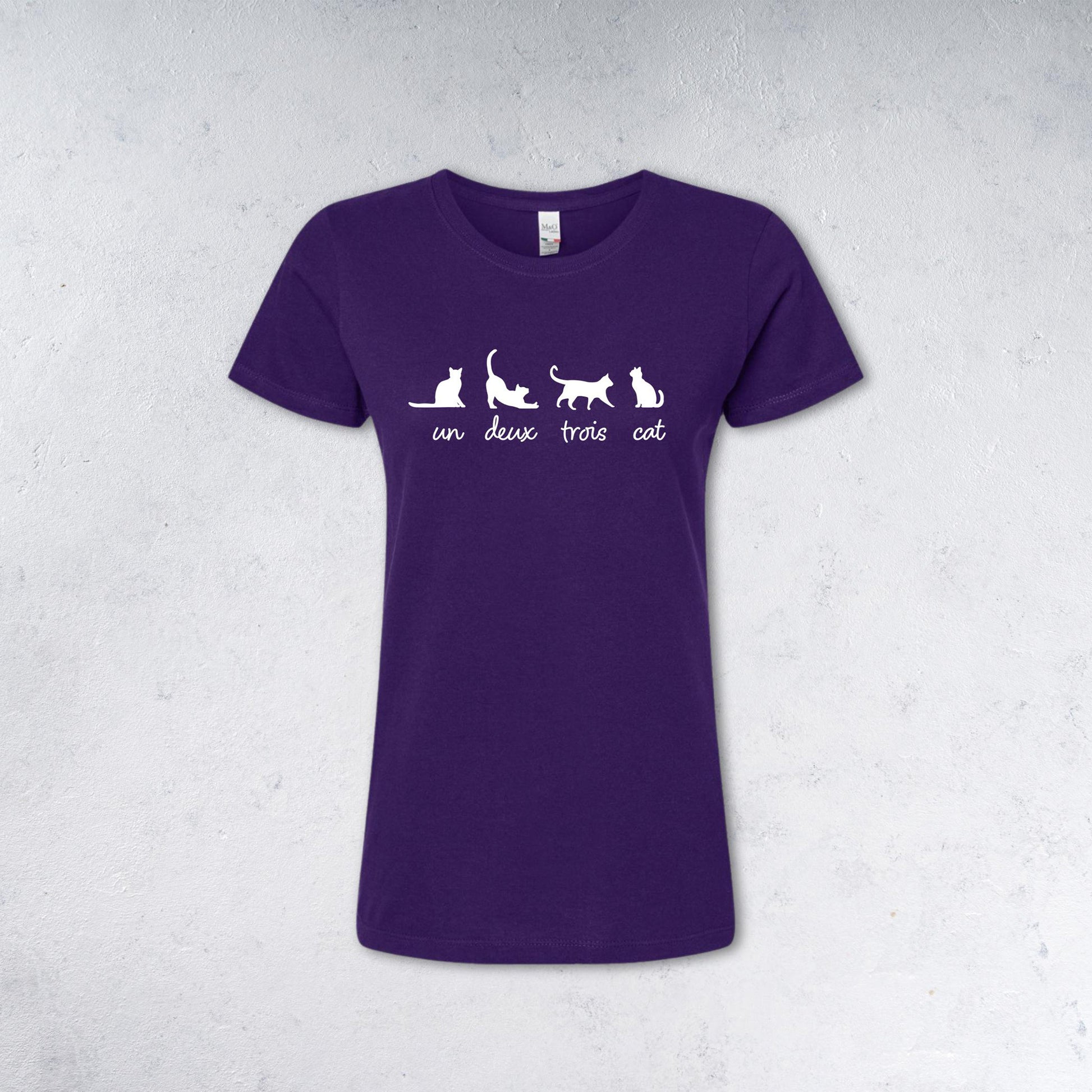 UN DEUX TROIS CAT T-Shirt - Cat Lover Tee (Women's & Men's) - purple