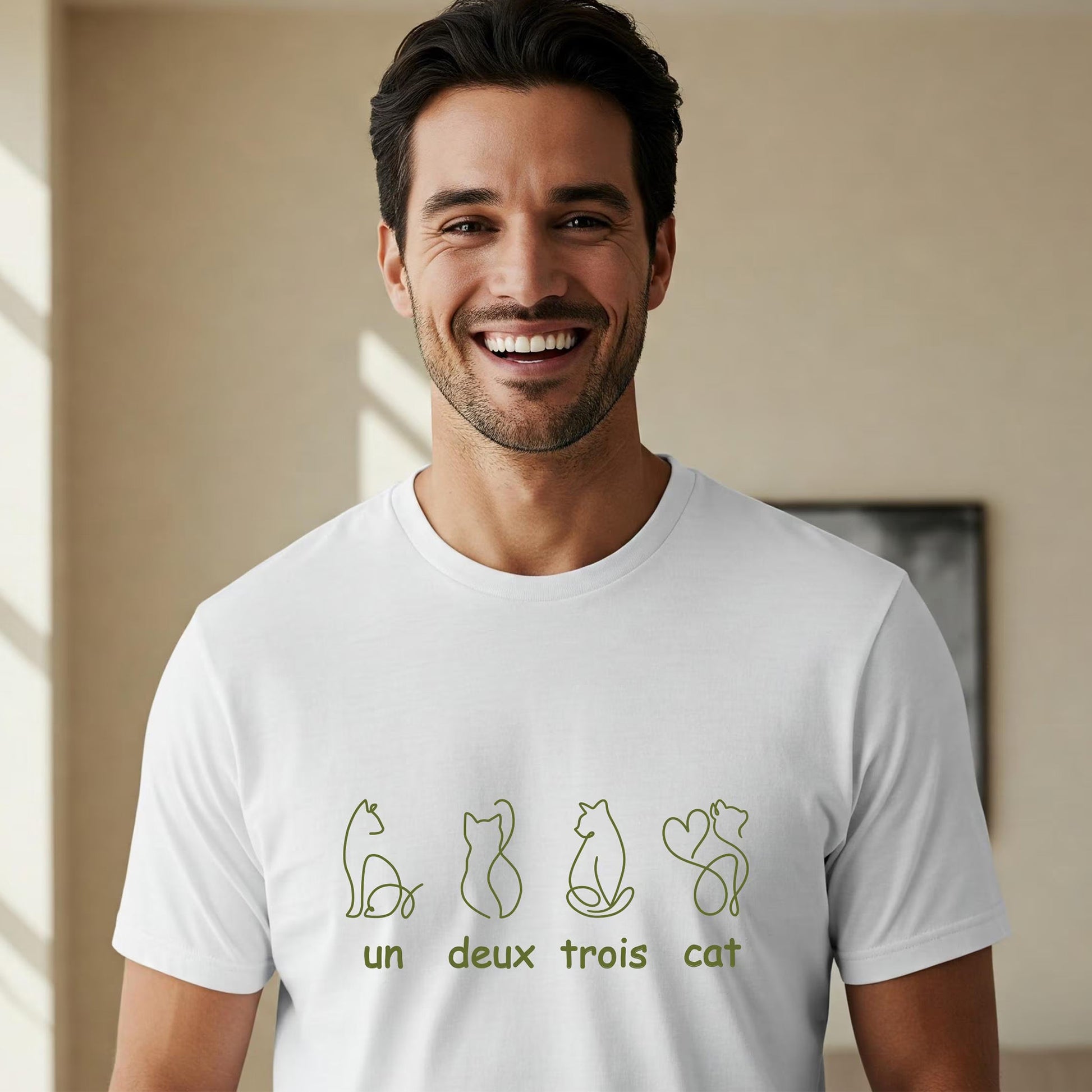 UN DEUX TROIS CAT T-Shirt - Cat Lover Tee (Women's & Men's) - white