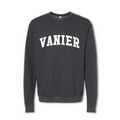 A gray crewneck sweatshirt with the text 'VANIER' printed in bold letters across the chest.