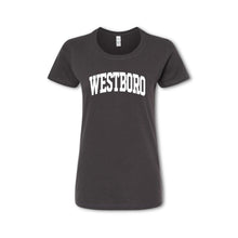 Load image into Gallery viewer, A gray t-shirt with the word &#39;WESTBORO&#39; printed in white on the front.
