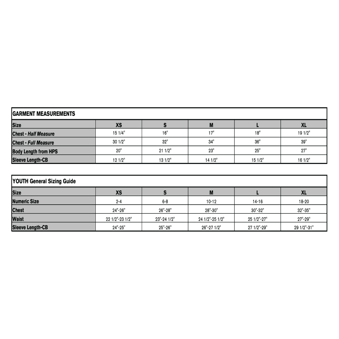 sizing chart youth