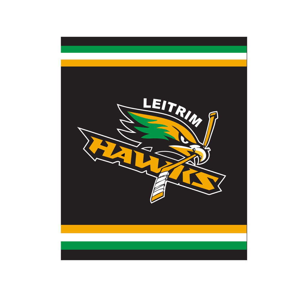 Leitrim Hawks logo on a blanket 