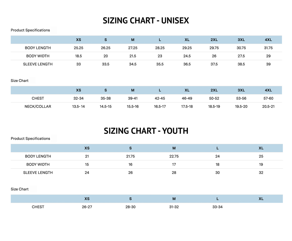 dri-fit sizing chart