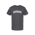 Gray t-shirt with 'ESPRESSO' upsidedown text in white 