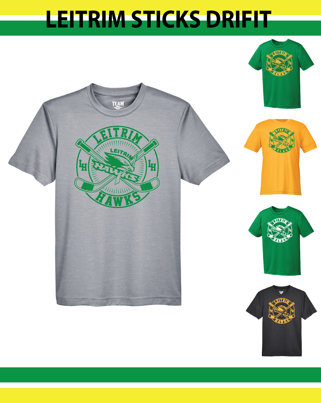 Leitrim Hawks-Drifit T-Shirt (Sticks Logo)