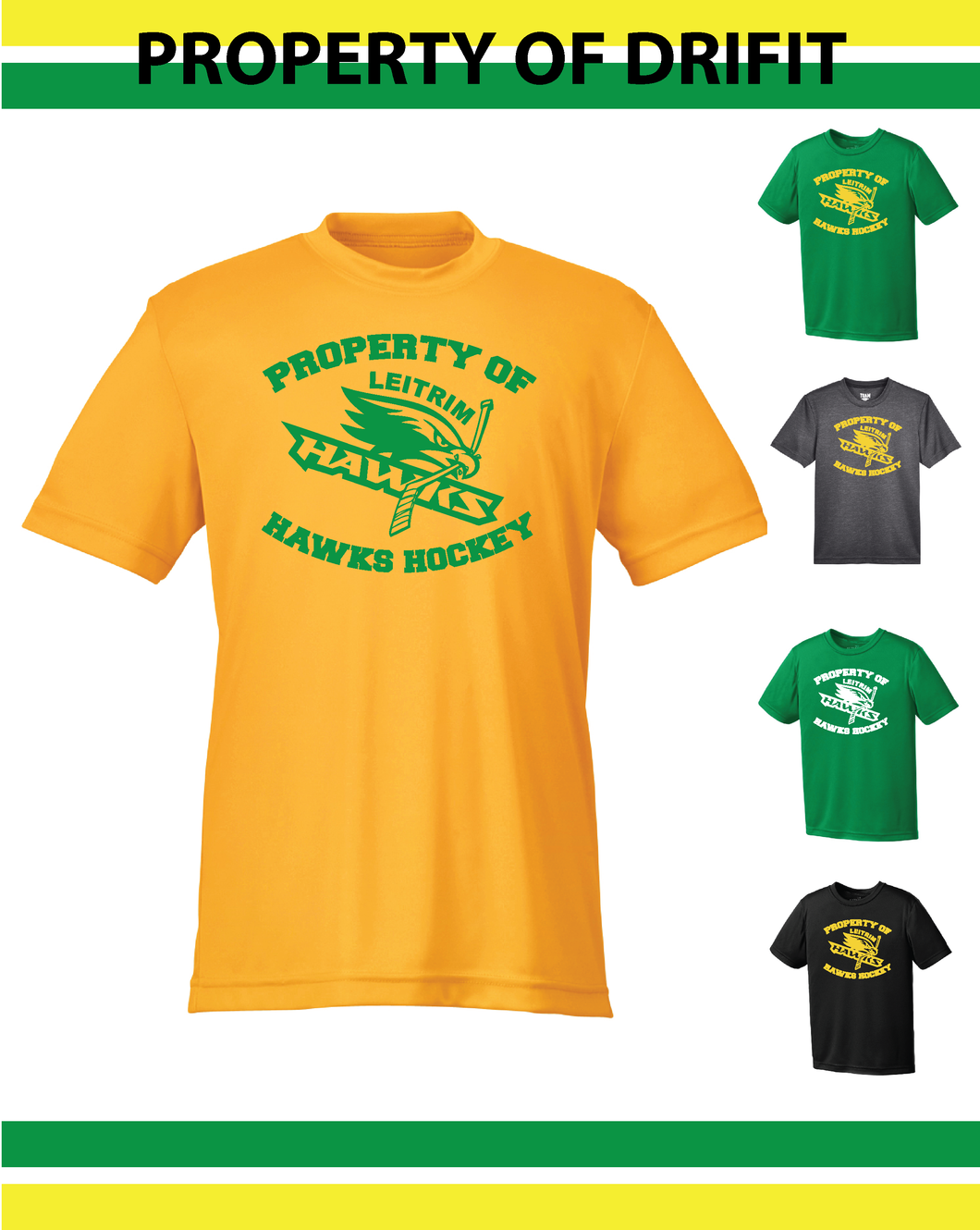 Leitrim Hawks- Drifit T-Shirt (Property Of Logo)